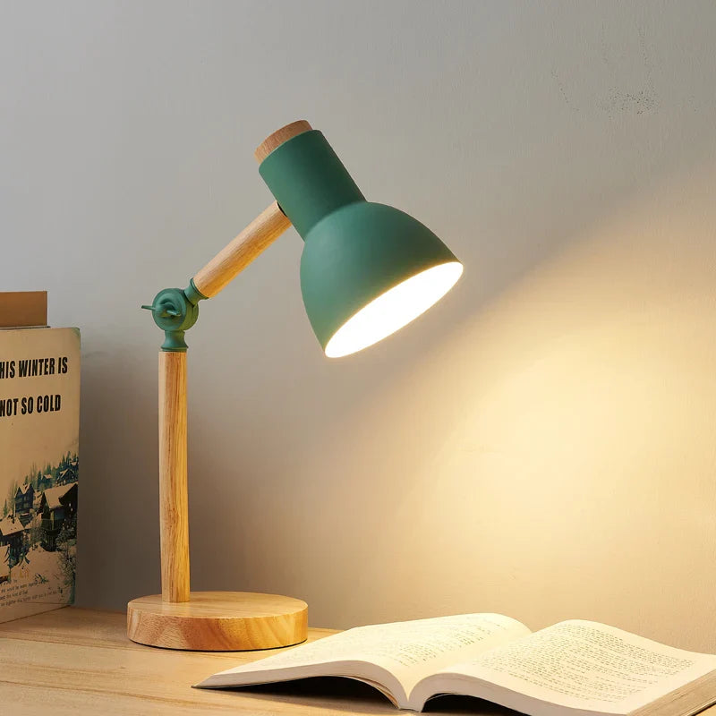 Lámpara de Escritorio de Madera Nórdica | Lámpara de Mesa Moderna Ajustable