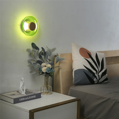 Lámpara de Pared de Vidrio Coloreado Moderna | Luz LED de Disco Texturizado