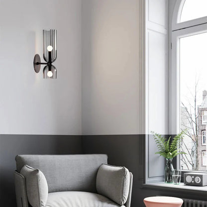 Lámpara de Pared de Cristal Nórdico | Diseño de Tubo Ahumado