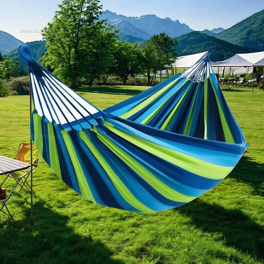 Hamaca de Lona | Cama Colgante Doble a Rayas – Hamaca para Acampar Interior y Exterior