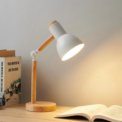 Lámpara de Escritorio de Madera Nórdica | Lámpara de Mesa Moderna Ajustable