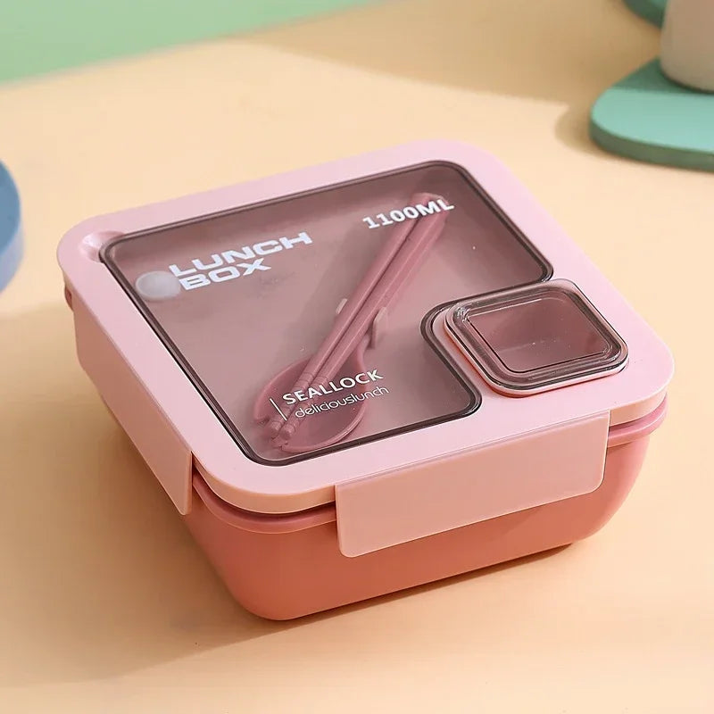 Caja BentoGo para Almuerzo | Bento portátil a prueba de fugas con cubiertos – Apto para microondas y lavavajillas