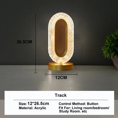 Stellora | Lámpara nocturna LED de cristal 3D | Lámpara recargable con atenuación táctil