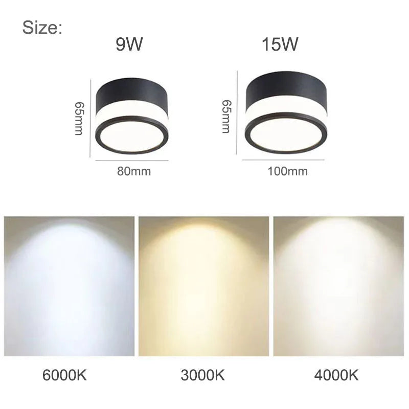 Luz empotrada LED de superficie Nordic | Luz de techo 9W / 15W