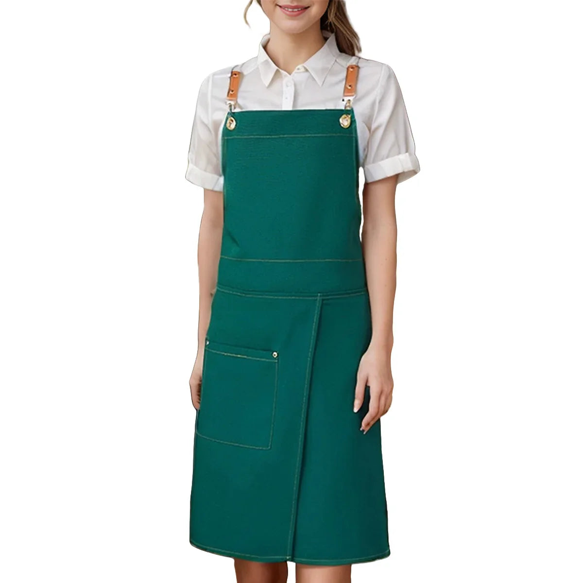 WorkEase | Delantal impermeable de lona | Diseño de falda dividida con bolsillos