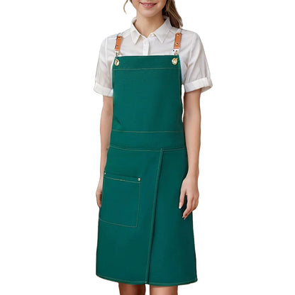 WorkEase | Delantal impermeable de lona | Diseño de falda dividida con bolsillos