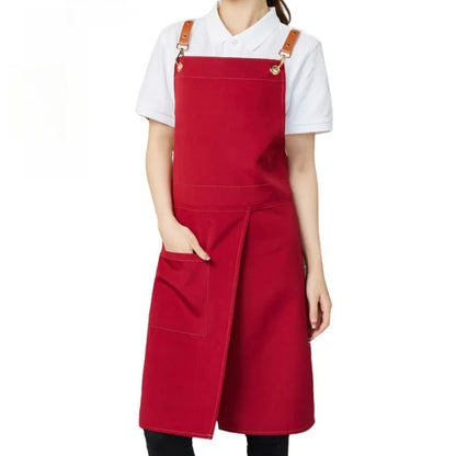WorkEase | Delantal impermeable de lona | Diseño de falda dividida con bolsillos