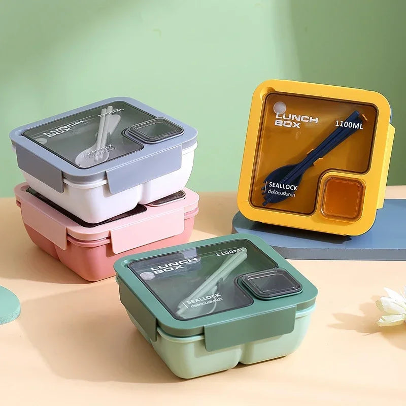 Caja BentoGo para Almuerzo | Bento portátil a prueba de fugas con cubiertos – Apto para microondas y lavavajillas