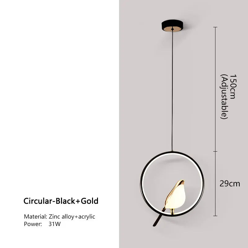 Lámpara Colgante Urraca | Diseño Nórdico de Pájaro LED