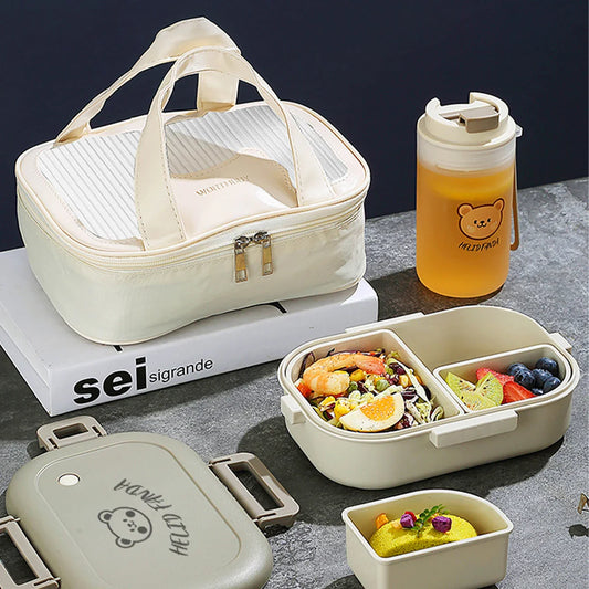 FreshMate | Caja de Almuerzo Bento Portátil | A prueba de fugas con 3 Compartimentos