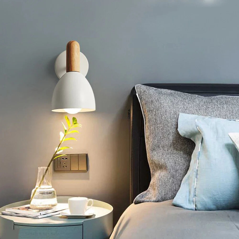 Lámpara de Pared de Madera Nórdica | Luz de Noche Ajustable