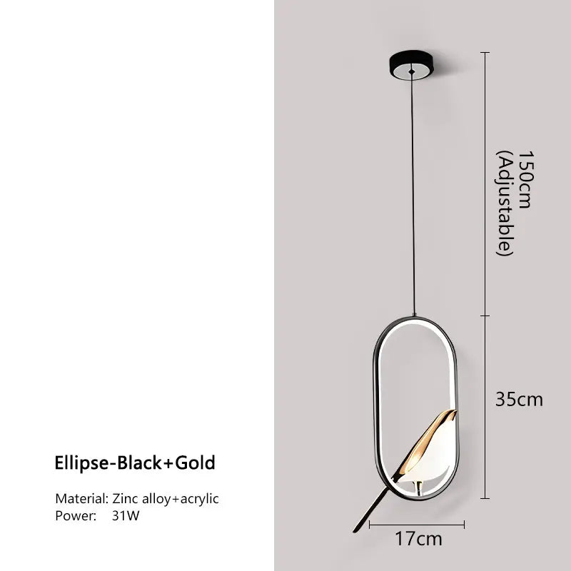 Lámpara Colgante Urraca | Diseño Nórdico de Pájaro LED