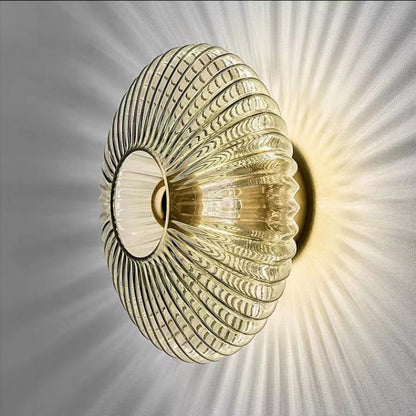 Aplique de Pared de Vidrio Vintage Nórdico | Lámpara de Disco Redondo a Rayas