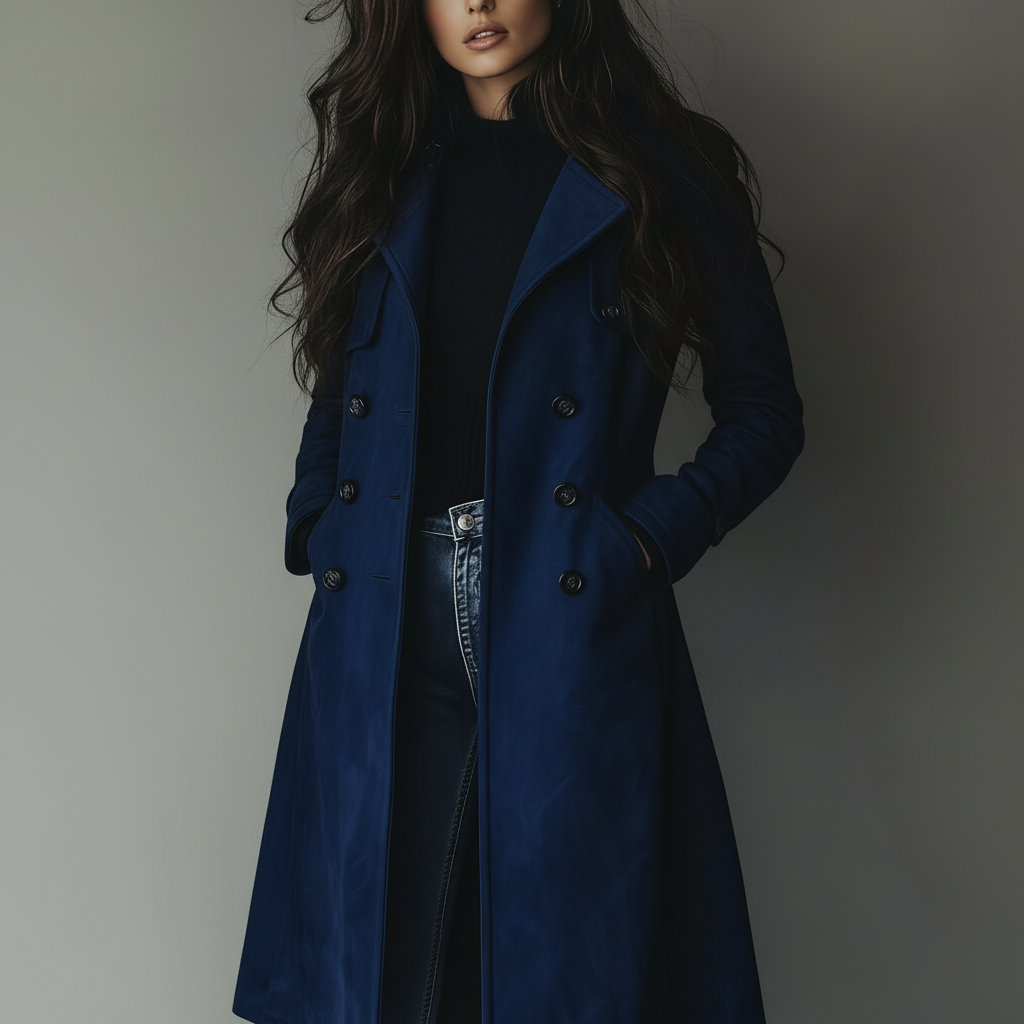 Abrigo largo de ante para mujer con botones delanteros, ideal para otoño