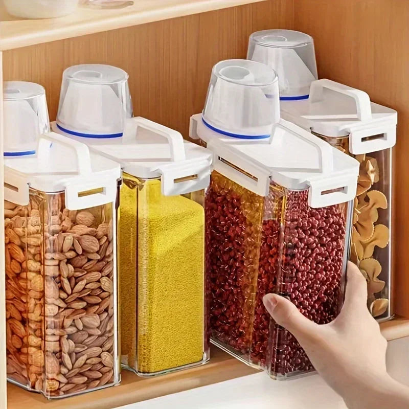Contenedor Hermético para Almacenamiento de Granos | Dispensador de Arroz, Cereal y Harina de 2.5L con Taza Medidora