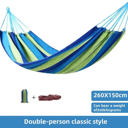 Hamaca de Lona | Cama Colgante Doble a Rayas – Hamaca para Acampar Interior y Exterior