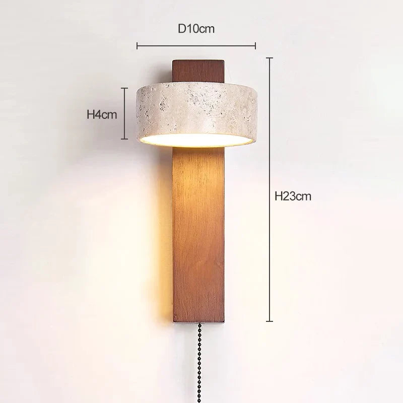 Lámpara de Pared Éclat | Luz de Cabecera Francesa Wabi-Sabi con Interruptor de Cuerda