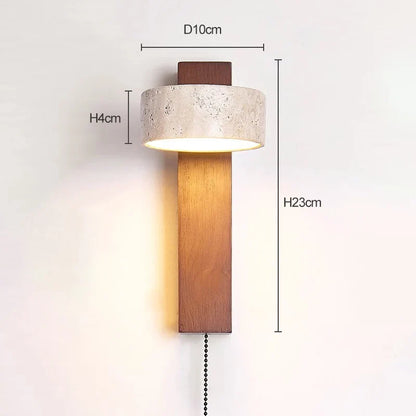 Lámpara de Pared Éclat | Luz de Cabecera Francesa Wabi-Sabi con Interruptor de Cuerda