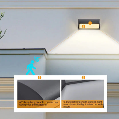 Lámpara de Pared con Sensor de Movimiento LED | Lámpara de Jardín Exterior Impermeable