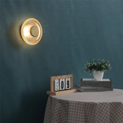 Lámpara de Pared de Vidrio Coloreado Moderna | Luz LED de Disco Texturizado