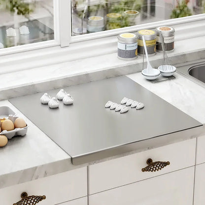 Tabla de cortar de acero inoxidable | Panel de corte y amasado reversible – Herramienta de cocina duradera