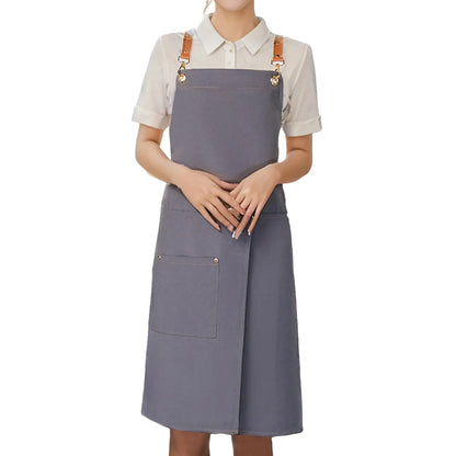 WorkEase | Delantal impermeable de lona | Diseño de falda dividida con bolsillos