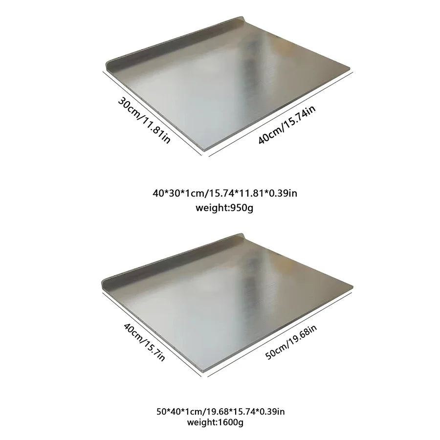 Tabla de cortar de acero inoxidable | Panel de corte y amasado reversible – Herramienta de cocina duradera