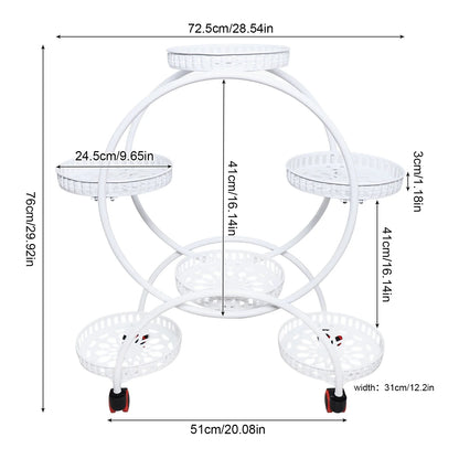Soporte de planta de metal con ruedas | Soporte para macetas de 6 niveles para decoración interior y exterior