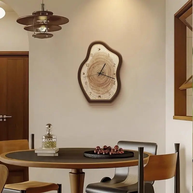 Reloj de Anillos Anuales Rústico | Diseño Inspirado en Madera Natural