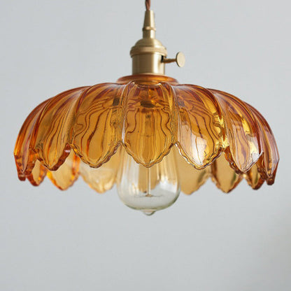 Lámpara Colgante Vintage con Flor | Luz Colgante de Vidrio de Colores