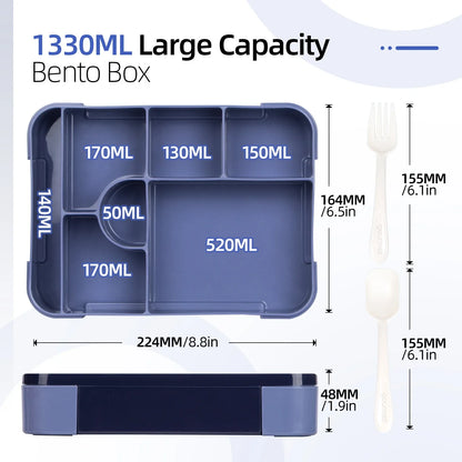 BentoMax | Fiambrera Bento de Gran Capacidad 1330ml a Prueba de Fugas – Contenedor de Comida Portátil y para Microondas