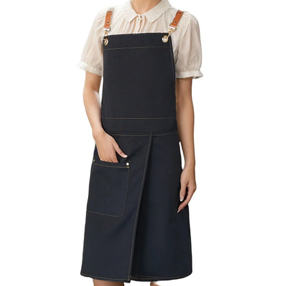 WorkEase | Delantal impermeable de lona | Diseño de falda dividida con bolsillos