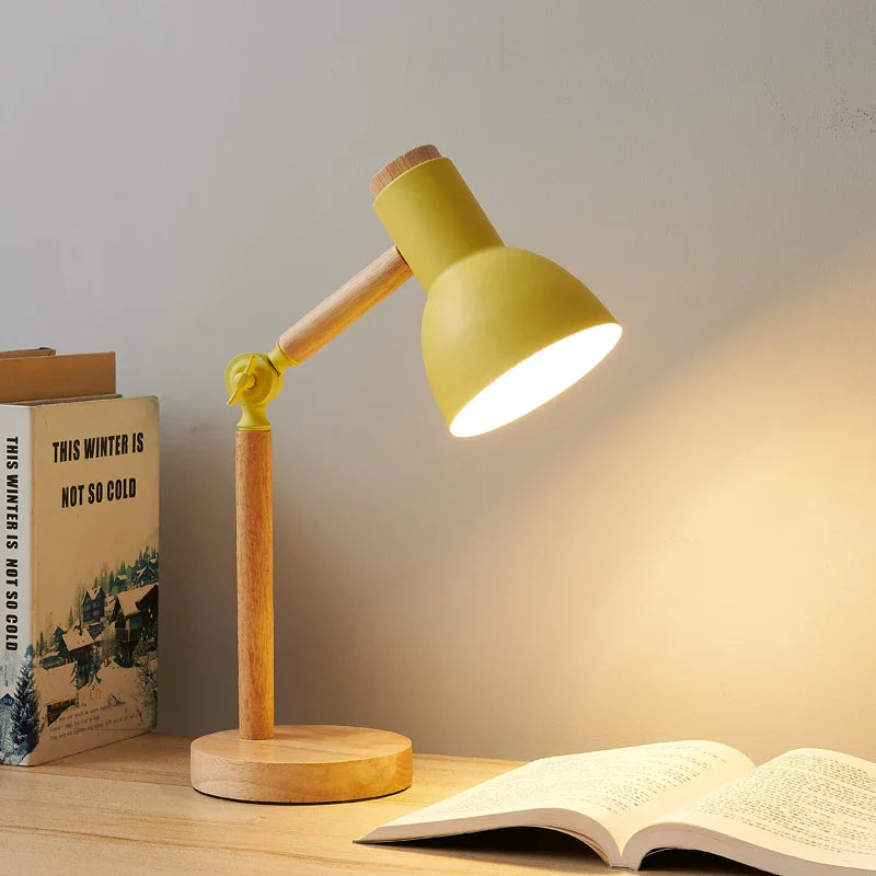 Lámpara de Escritorio de Madera Nórdica | Lámpara de Mesa Moderna Ajustable