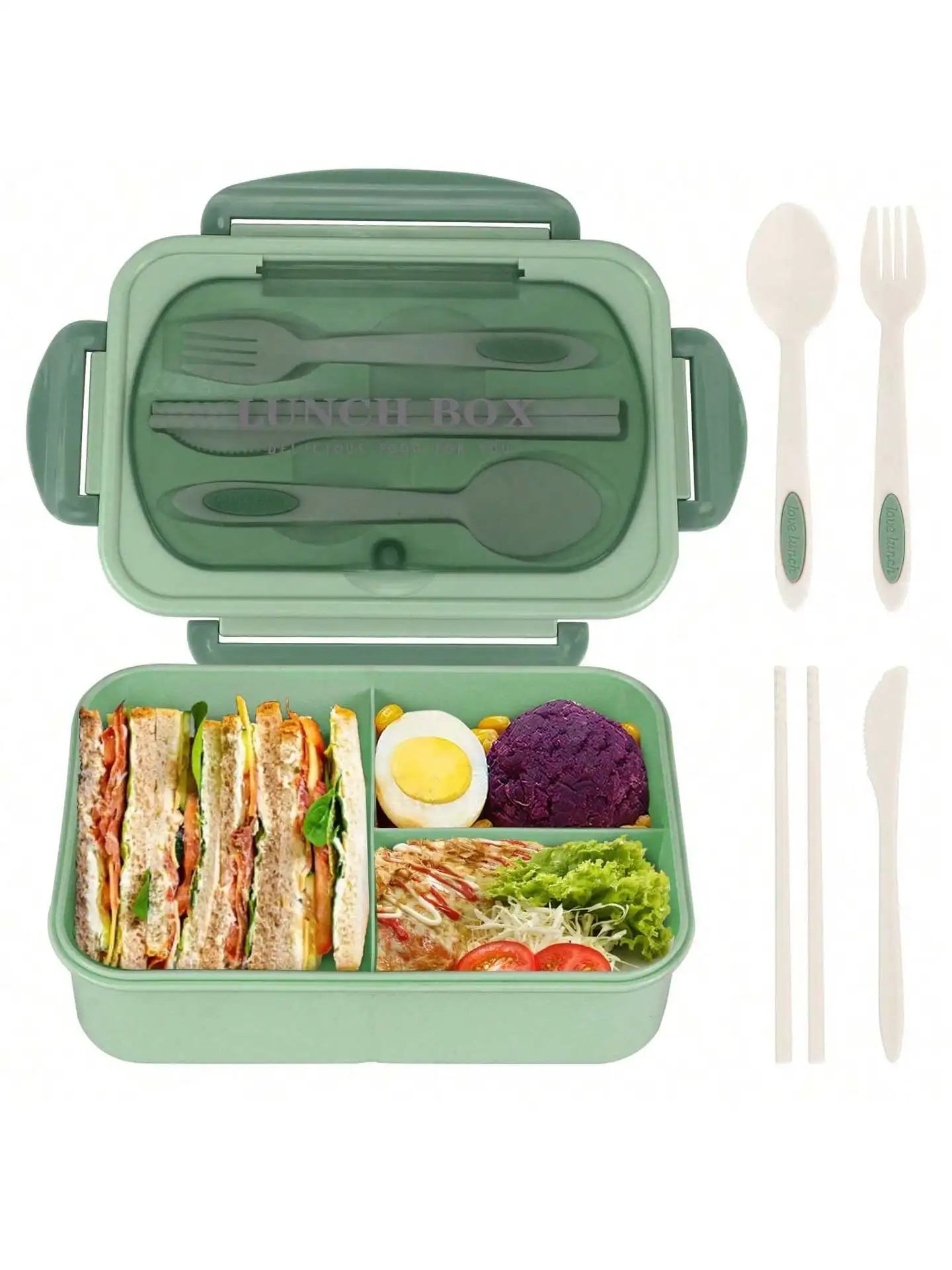 MealMate | Caja Bento para Almuerzo con Utensilios | 4 Compartimentos y Diseño Antiderrames