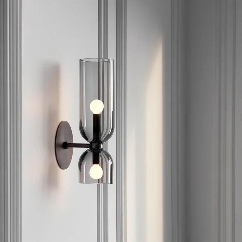 Lámpara de Pared de Cristal Nórdico | Diseño de Tubo Ahumado