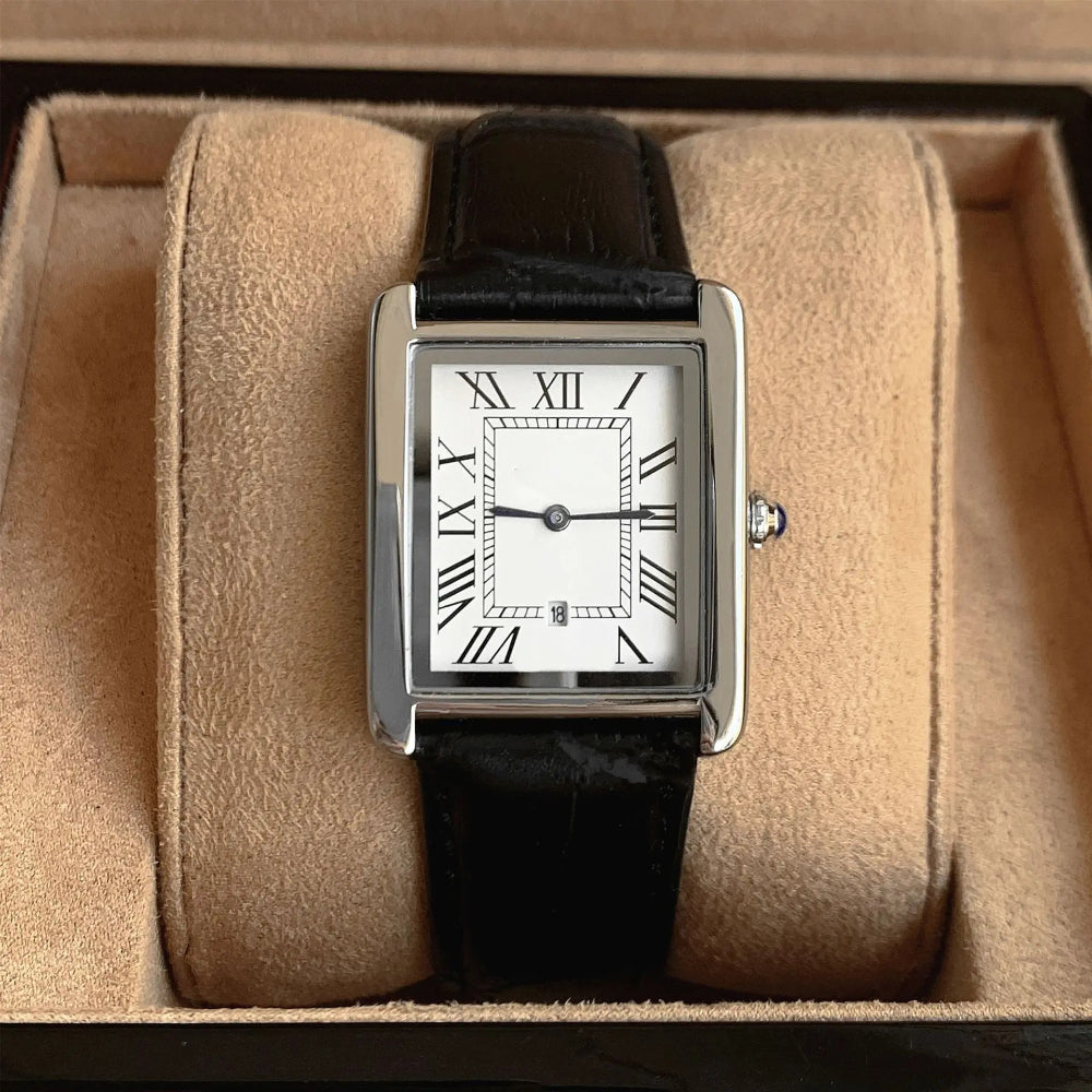 Reloj clásico de vestir para hombre, cuadrado, analógico, estilo retro