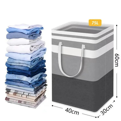 Lauva | Cesto de ropa impermeable de 75L | Cesto plegable de tela con asas