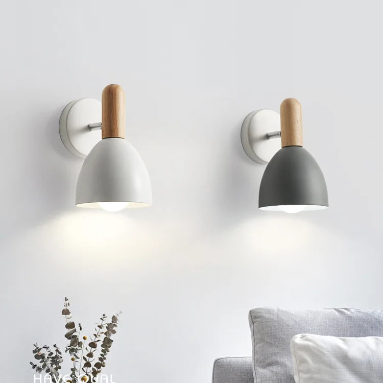 Lámpara de Pared de Madera Nórdica | Luz de Noche Ajustable