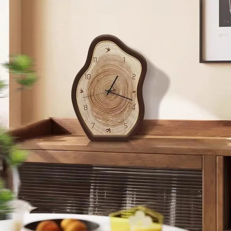 Reloj de Anillos Anuales Rústico | Diseño Inspirado en Madera Natural