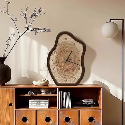 Reloj de Anillos Anuales Rústico | Diseño Inspirado en Madera Natural