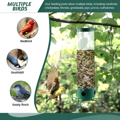 Comedero para Pájaros de Metal a Prueba de Ardillas Colgante para Exterior y Jardín en Tubo