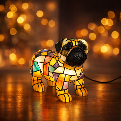 Lámpara de mesa figura decorativa de perro de resina luz de acento