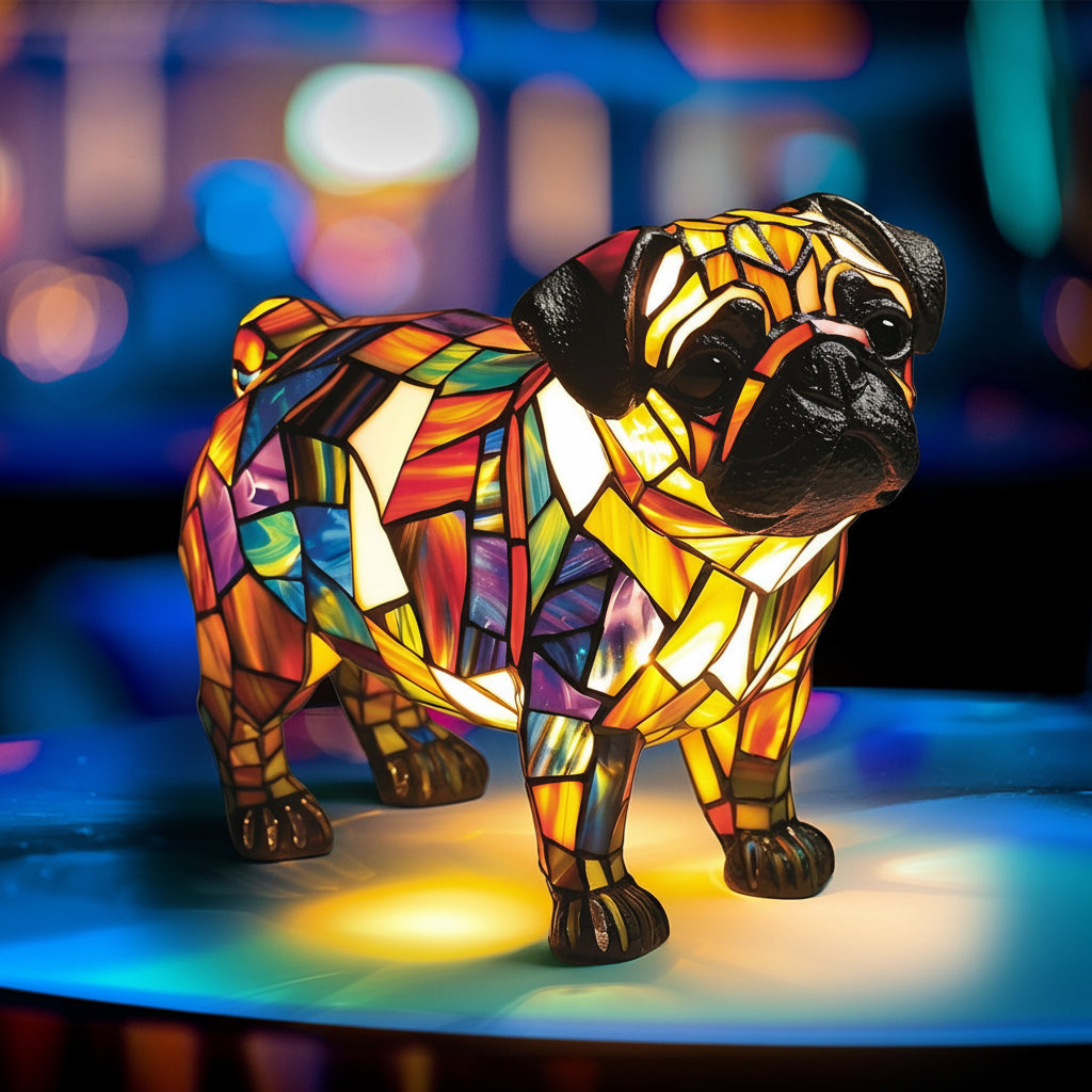 Lámpara de mesa figura decorativa de perro de resina luz de acento