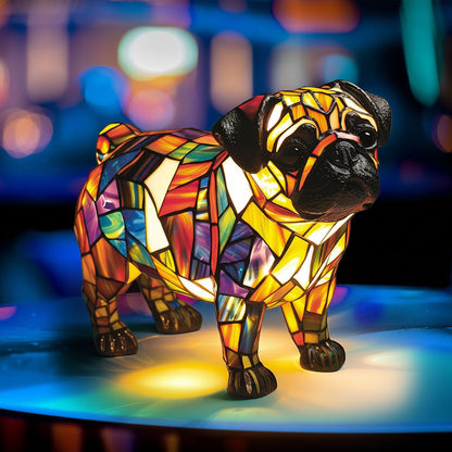 Lámpara de mesa figura decorativa de perro de resina luz de acento