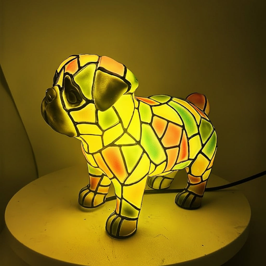 Lámpara de mesa figura decorativa de perro de resina luz de acento
