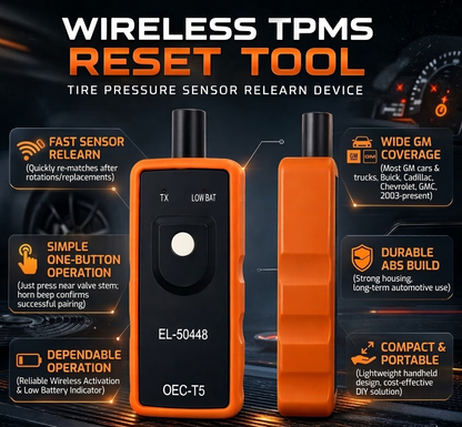 Herramienta de reinicio TPMS Dispositivo inalámbrico para reaprender sensores de presión de neumáticos