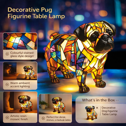 Lámpara de mesa figura decorativa de perro de resina luz de acento