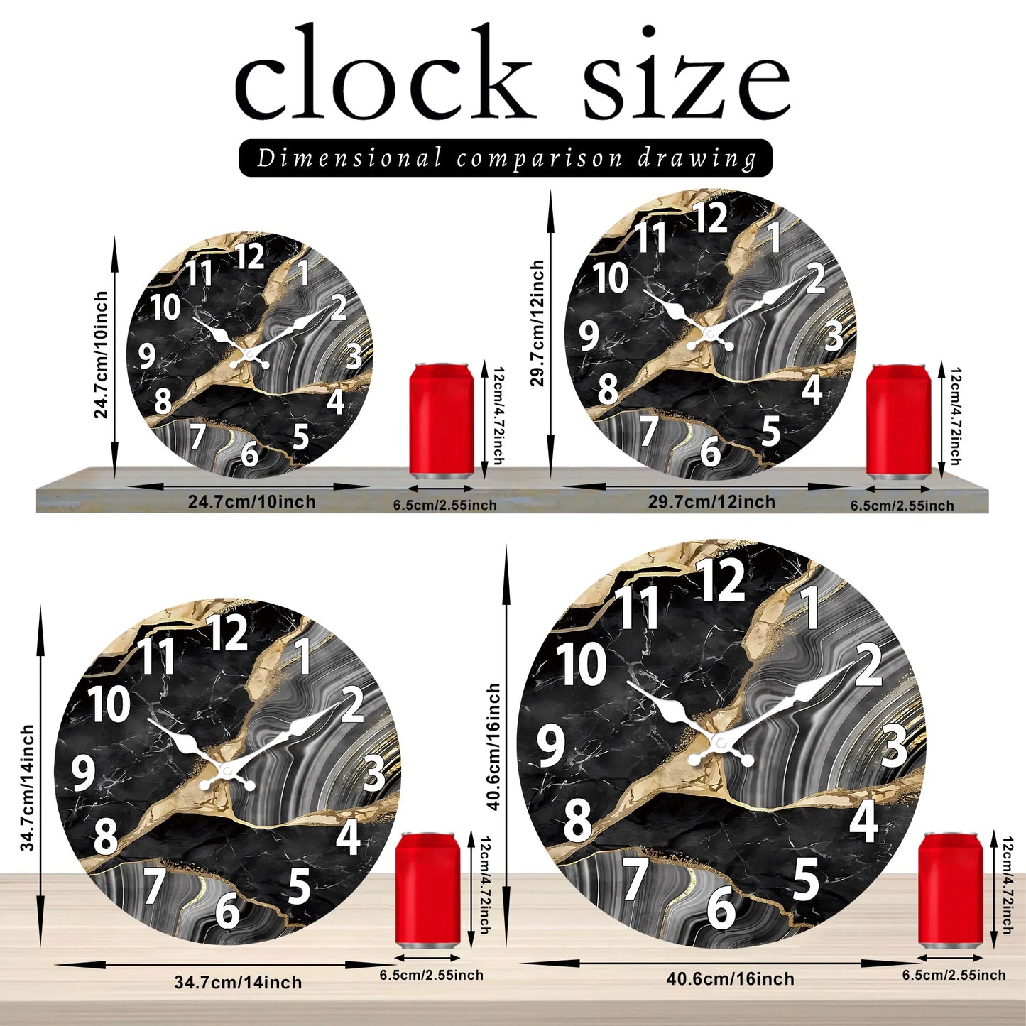 MarbellaTime | Reloj de Pared Redondo Moderno de Madera | Diseño Silencioso de Mármol