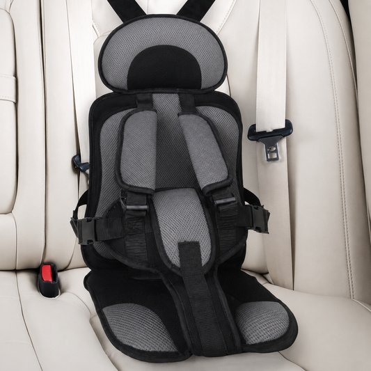 Asiento de coche de viaje con arnés de seguridad de 5 puntos acolchado y portátil