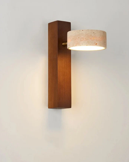Lámpara de Pared de Travertino | Aplique Moderno de Piedra y Madera